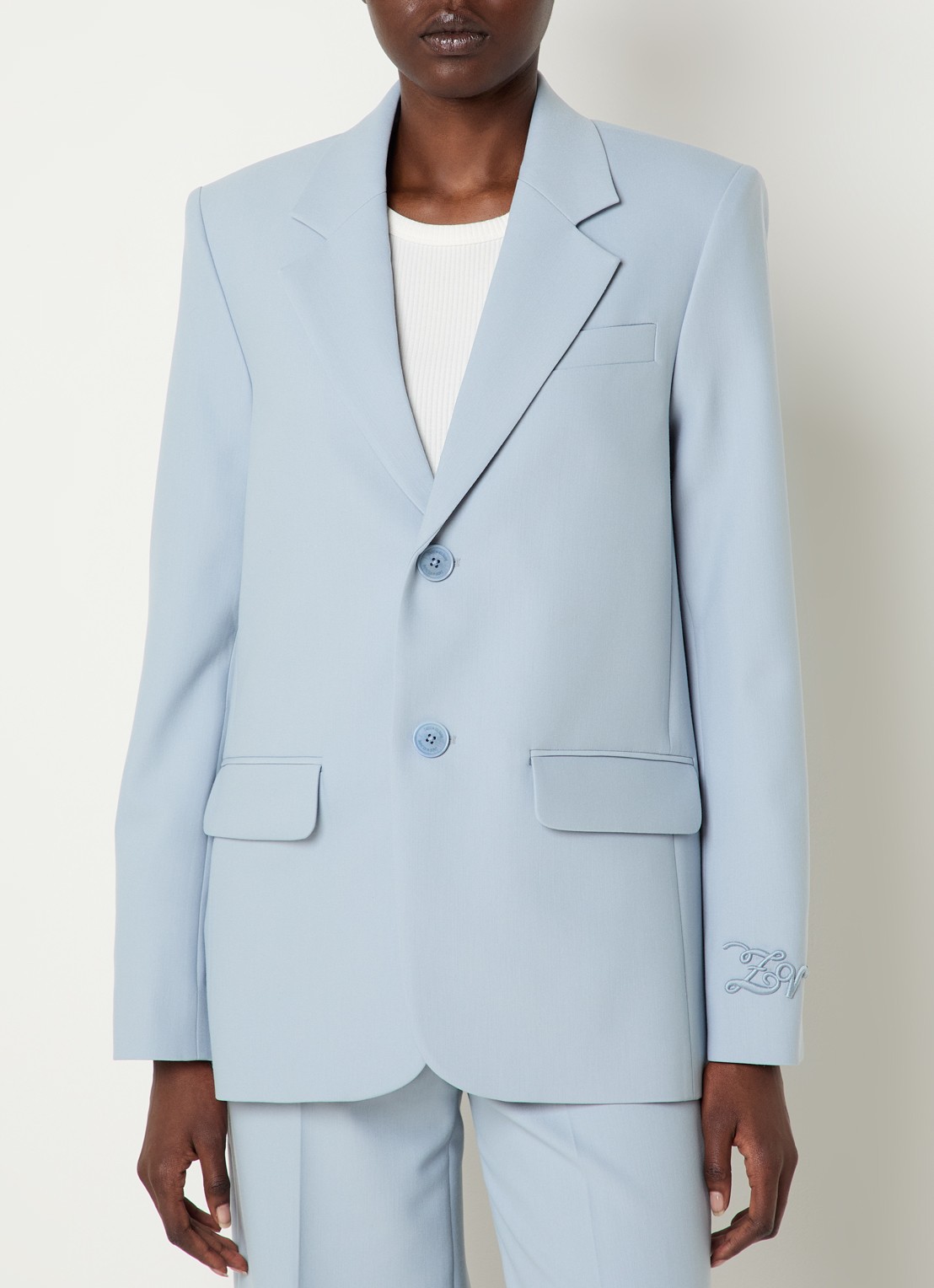Zadig&Voltaire Vanille blazer met schoudervulling en klepzakken - detail 4 staalblauw