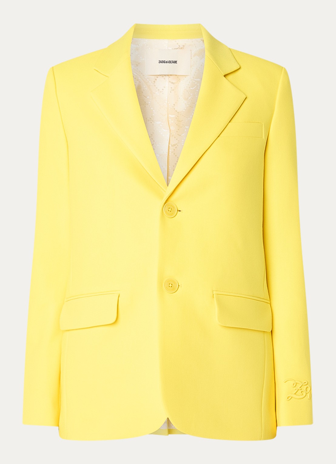 Zadig&Voltaire Vanille blazer met schoudervulling en klepzakken - voorkant 2 geel