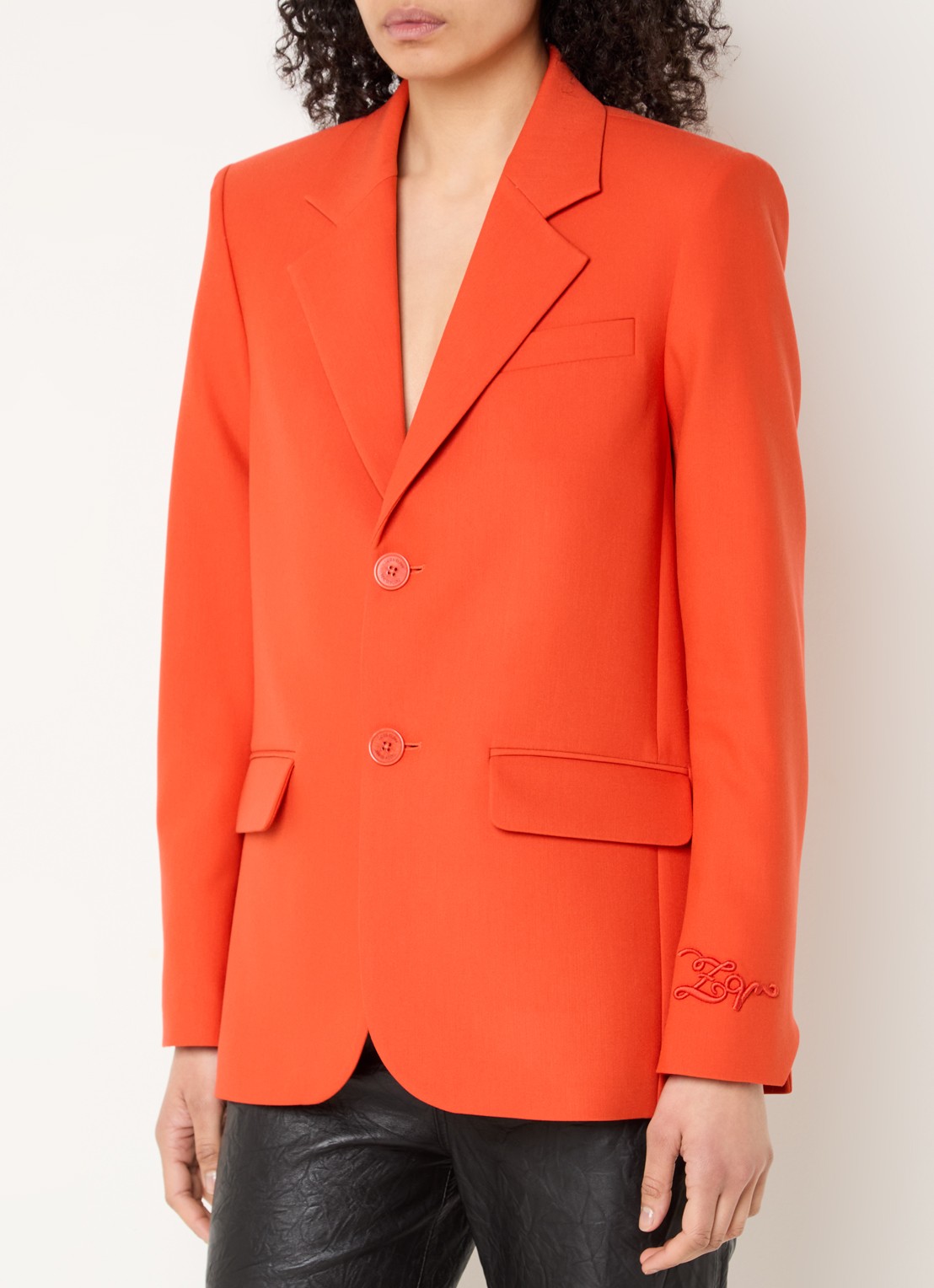 Zadig&Voltaire Vanille blazer met schoudervulling en klepzakken - detail 4 oranjerood