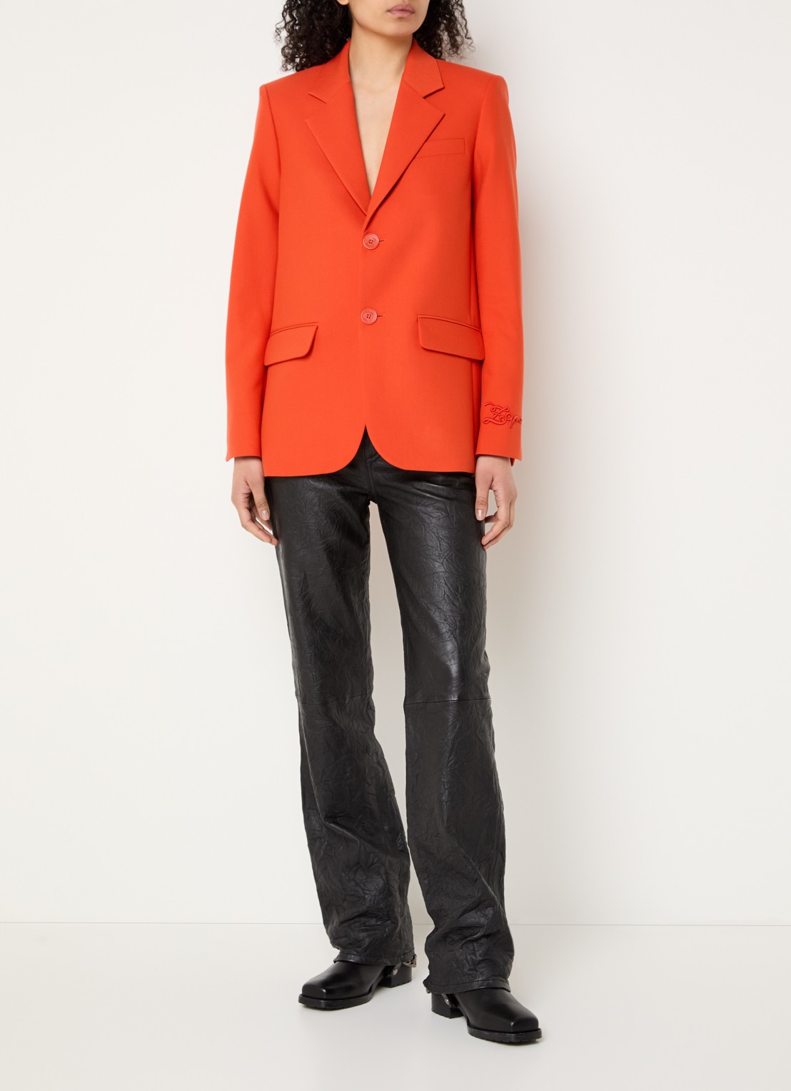 Zadig&Voltaire Vanille blazer met schoudervulling en klepzakken - voorkant 3 oranjerood