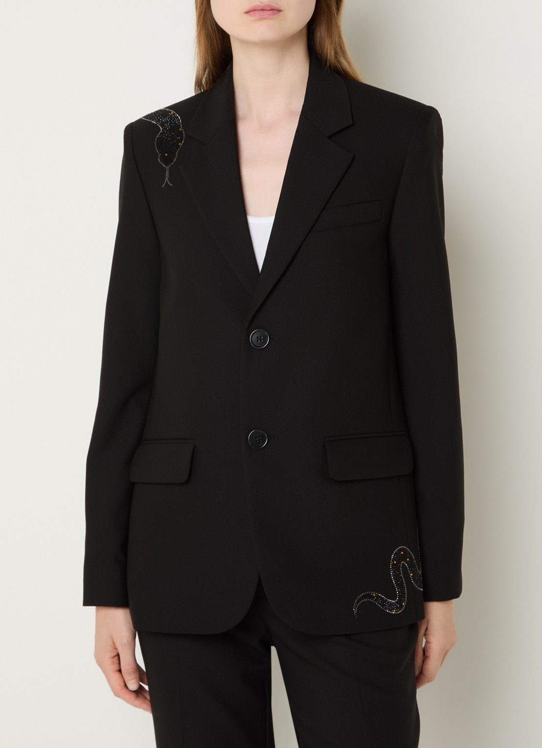 Zadig&Voltaire Vanille blazer met strass en klepzakken - detail 3 zwart