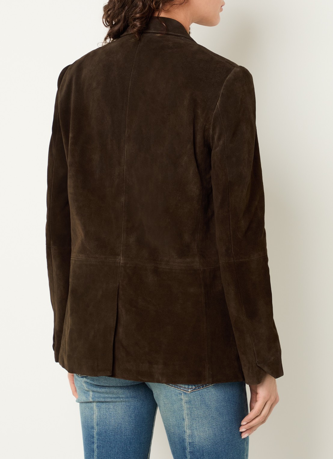 Zadig&Voltaire Vanille oversized blazer van suède met klepzakken - achterkant 4 chocoladebruin