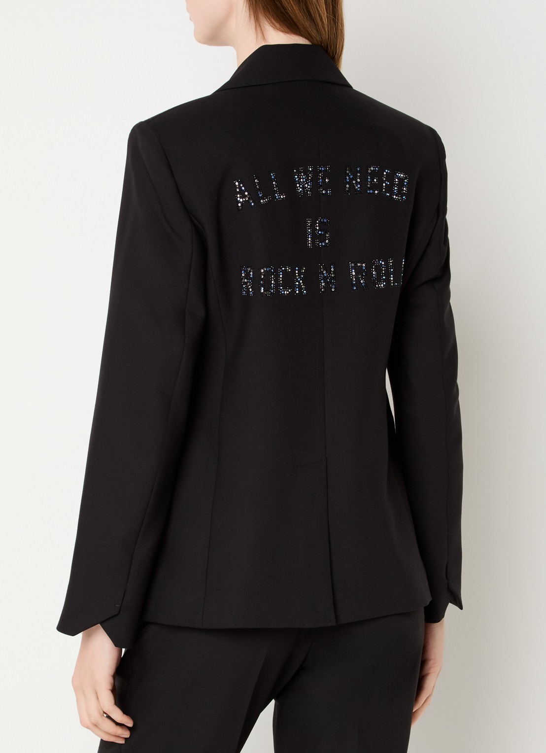 Zadig&Voltaire Vavy blazer met schoudervulling en backprint - detail zwart