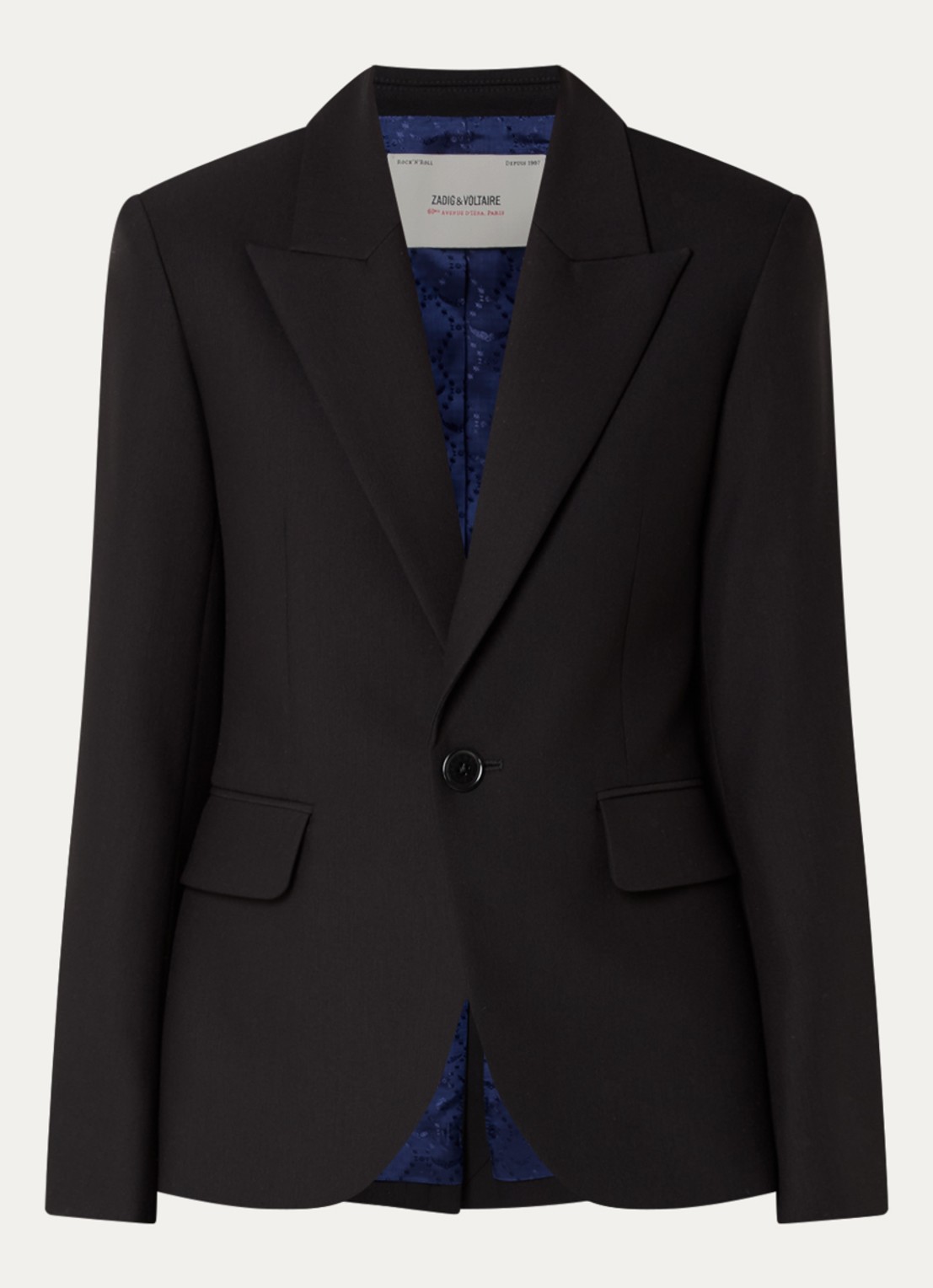 Zadig&Voltaire Vavy blazer met schoudervulling en backprint - voorkant 2 zwart