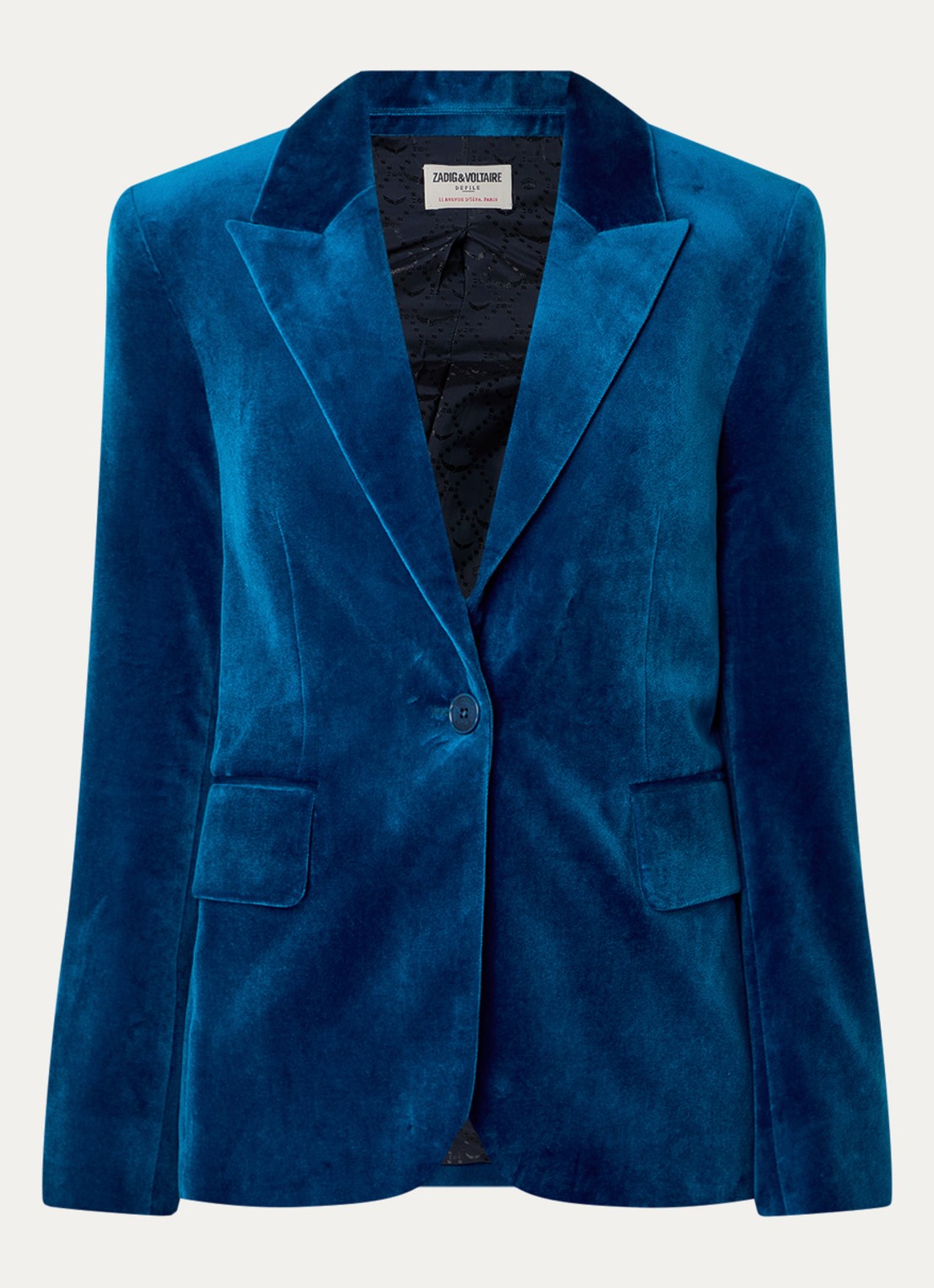 Zadig&Voltaire Vavy blazer van fluweel met klepzakken - voorkant petrol