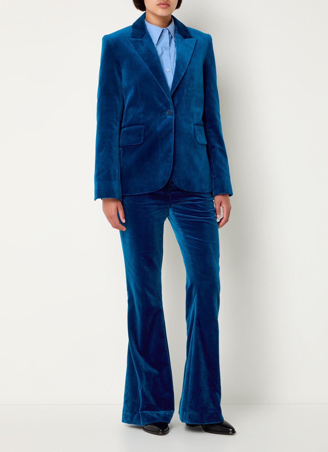 Zadig&Voltaire Vavy blazer van fluweel met klepzakken - voorkant 2 petrol