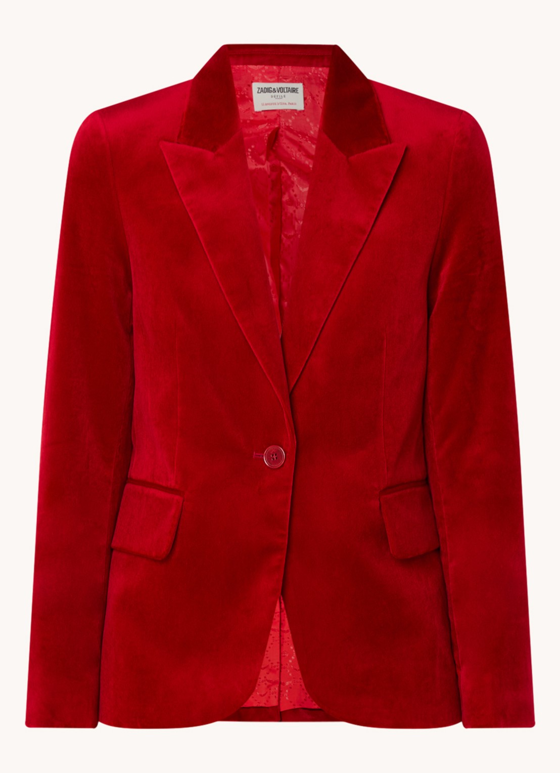 Zadig&Voltaire Vavy blazer van fluweel met klepzakken - voorkant rood