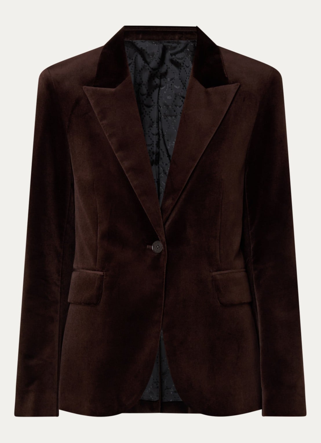 Zadig&Voltaire Vavy blazer van fluweel met klepzakken - voorkant 2 donkerbruin