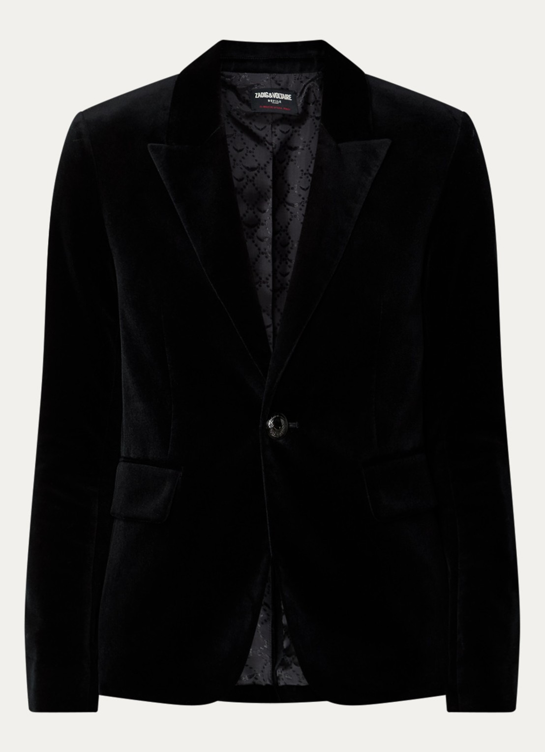 Zadig&Voltaire Vavy blazer van fluweel met klepzakken - voorkant 3 zwart