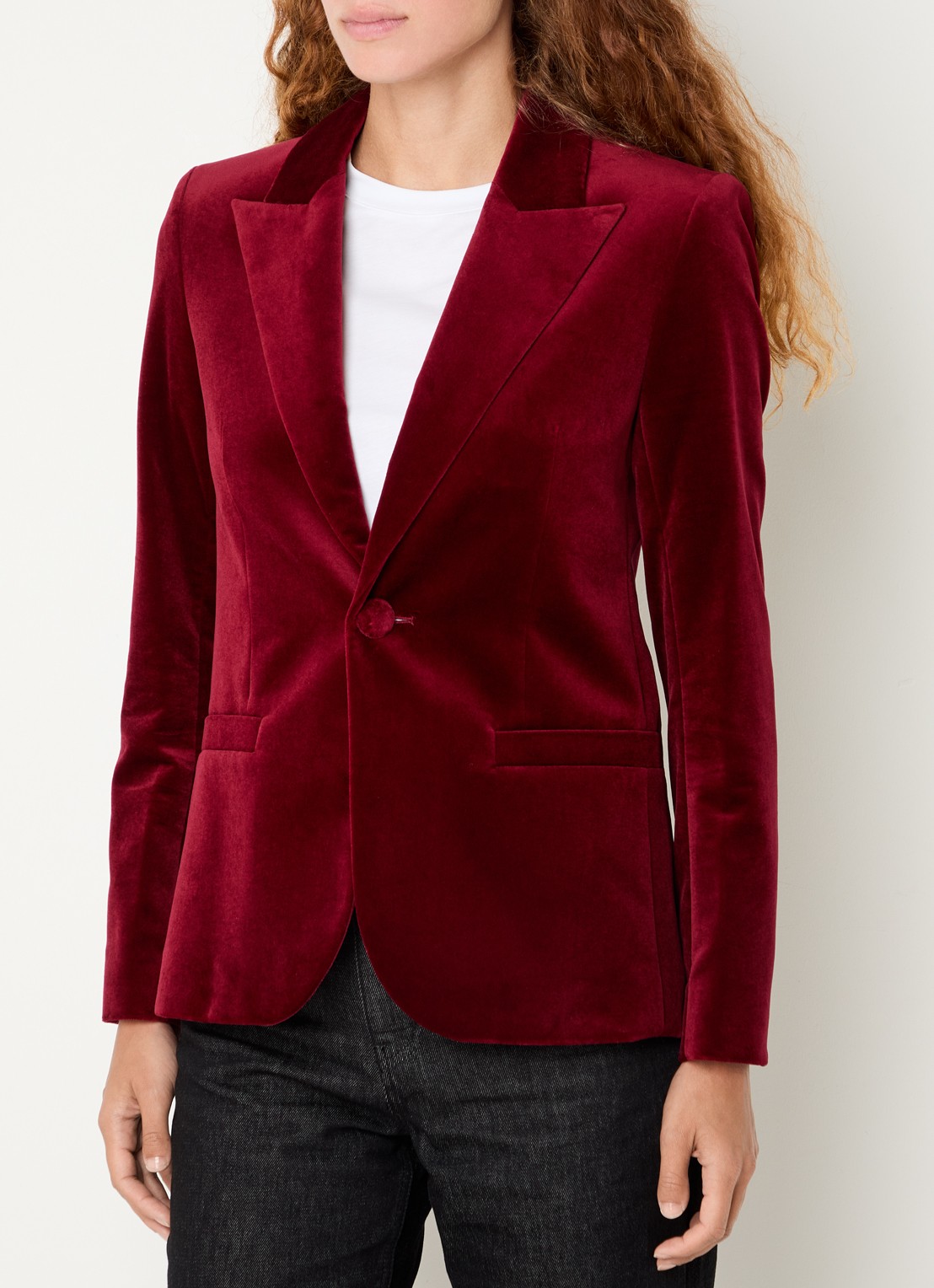 Zadig&Voltaire Vavy blazer van fluweel met paspelzakken - detail 4 kersenrood
