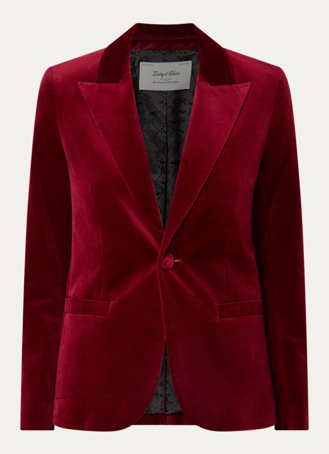 Zadig&Voltaire Vavy blazer van fluweel met paspelzakken - voorkant 2 kersenrood