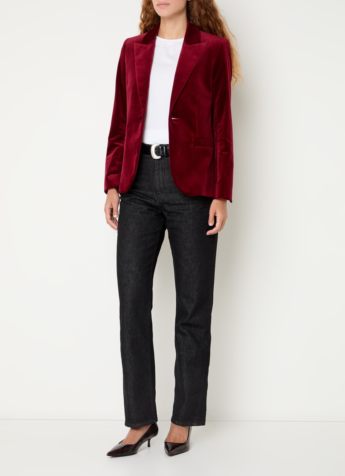 Zadig&Voltaire Vavy blazer van fluweel met paspelzakken - voorkant 3 kersenrood