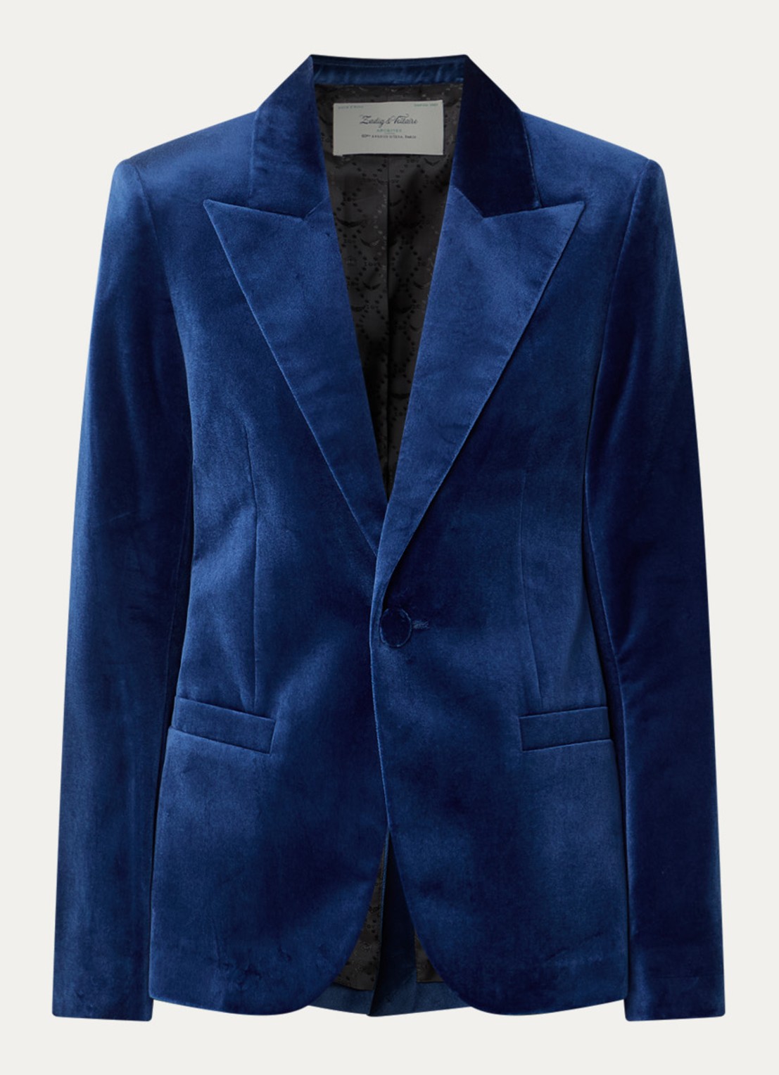 Zadig&Voltaire Vavy blazer van fluweel met paspelzakken - voorkant royalblauw
