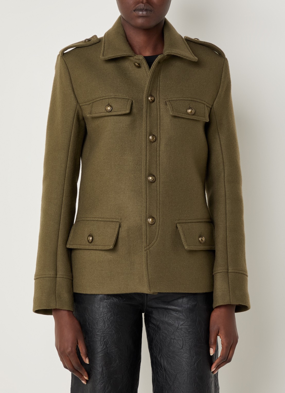 Zadig&Voltaire Veram jack in wolblend - detail olijfgroen