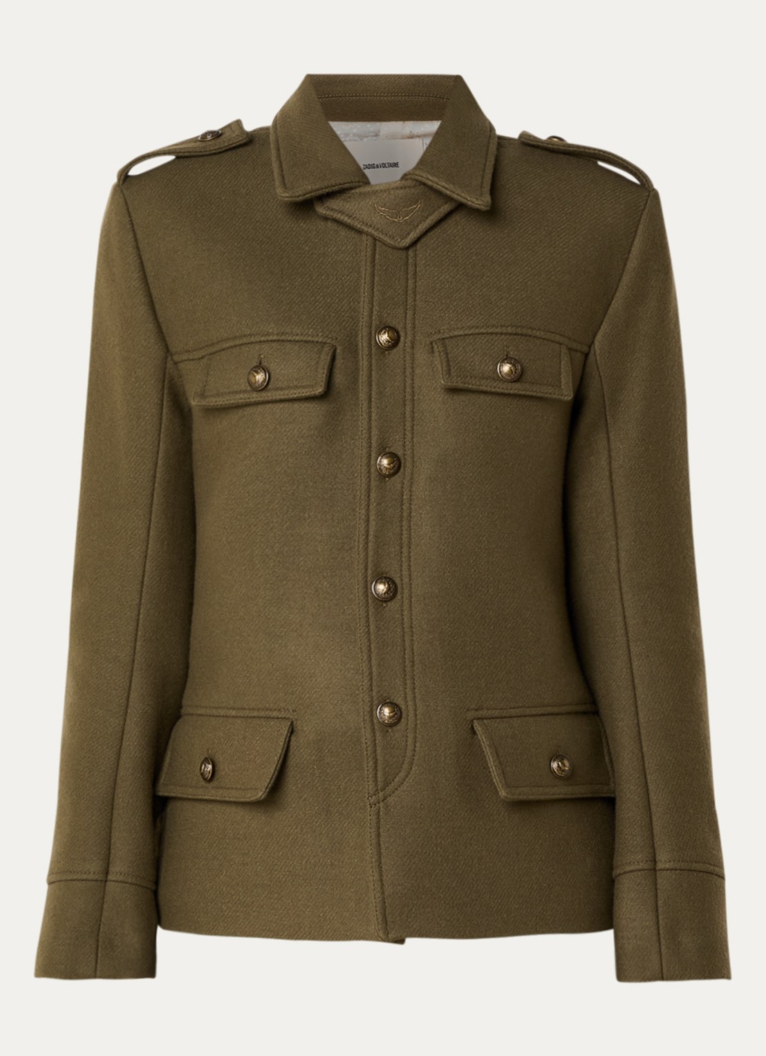 Zadig&Voltaire Veram jack in wolblend - voorkant 2 olijfgroen