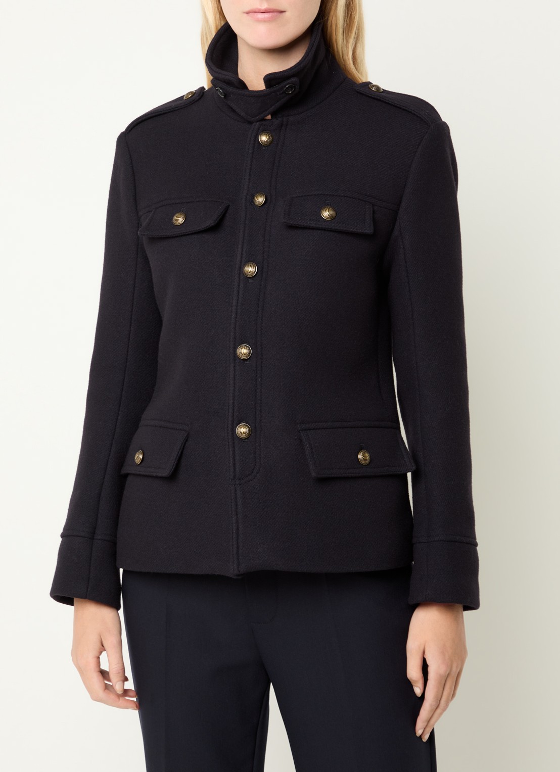 Zadig&Voltaire Veram jack in wolblend - detail donkerblauw