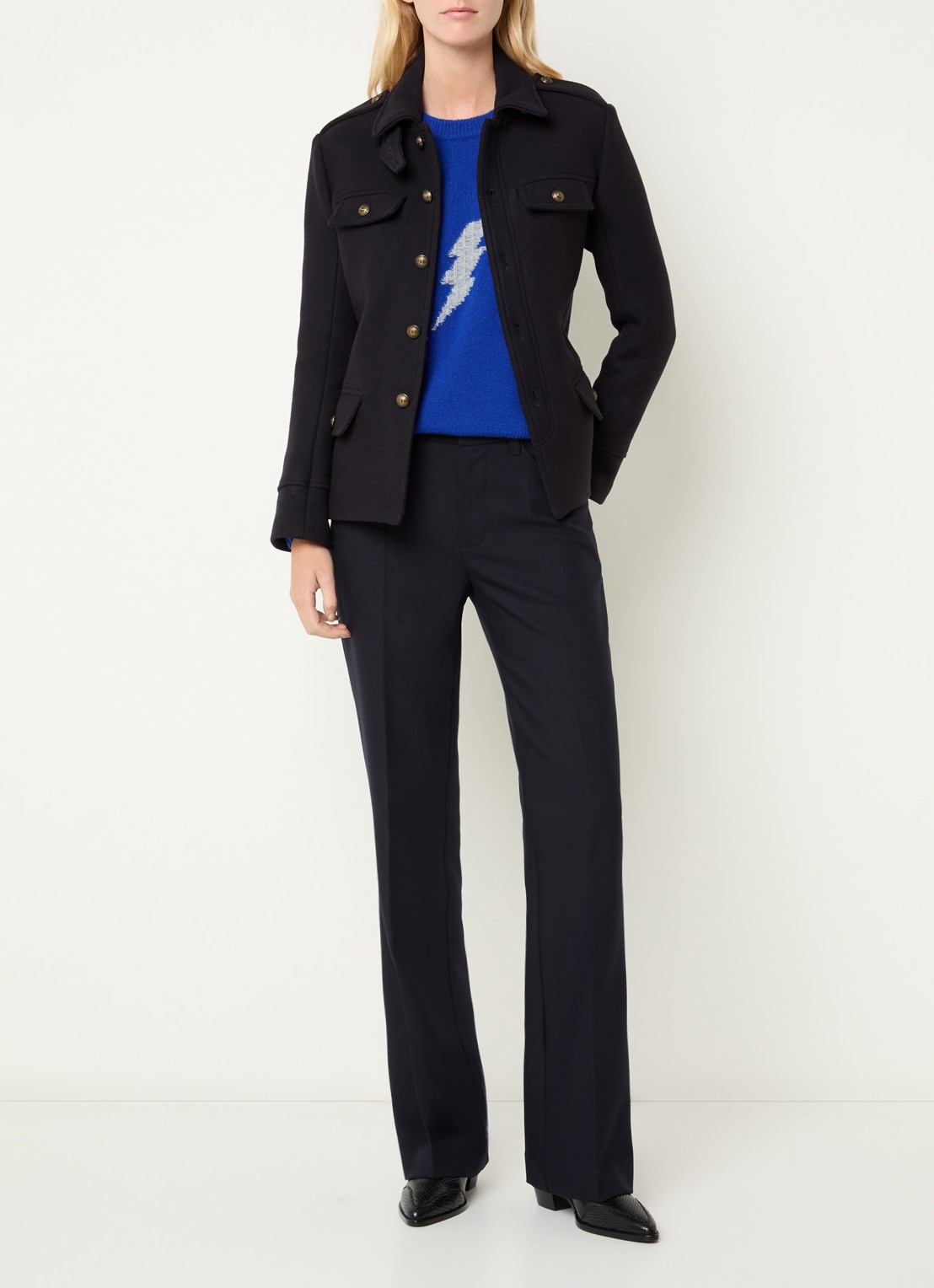 Zadig&Voltaire Veram jack in wolblend - voorkant 4 donkerblauw