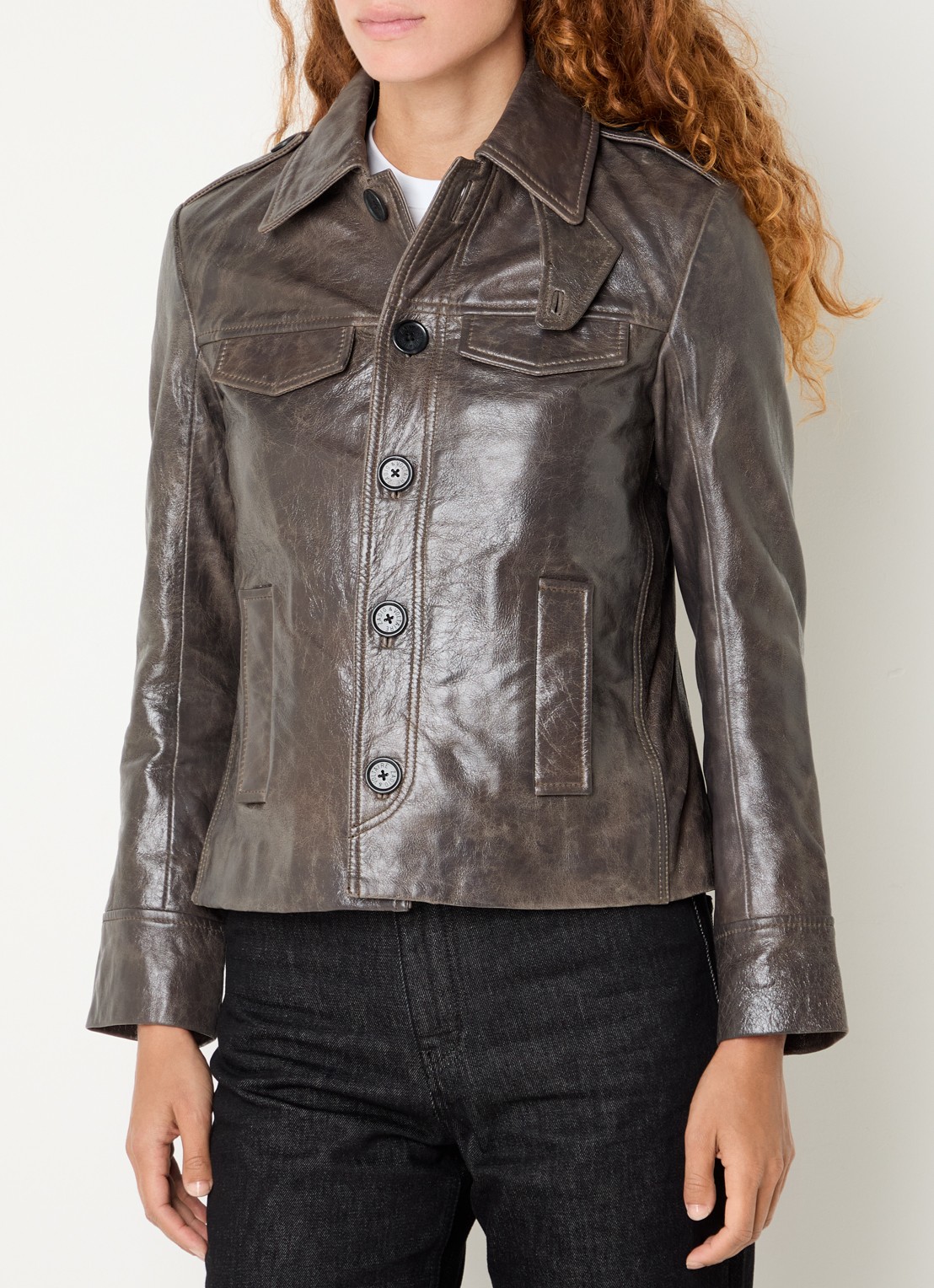 Zadig&Voltaire Veram jack van lamsleer met steekzakken - detail 2 grijs