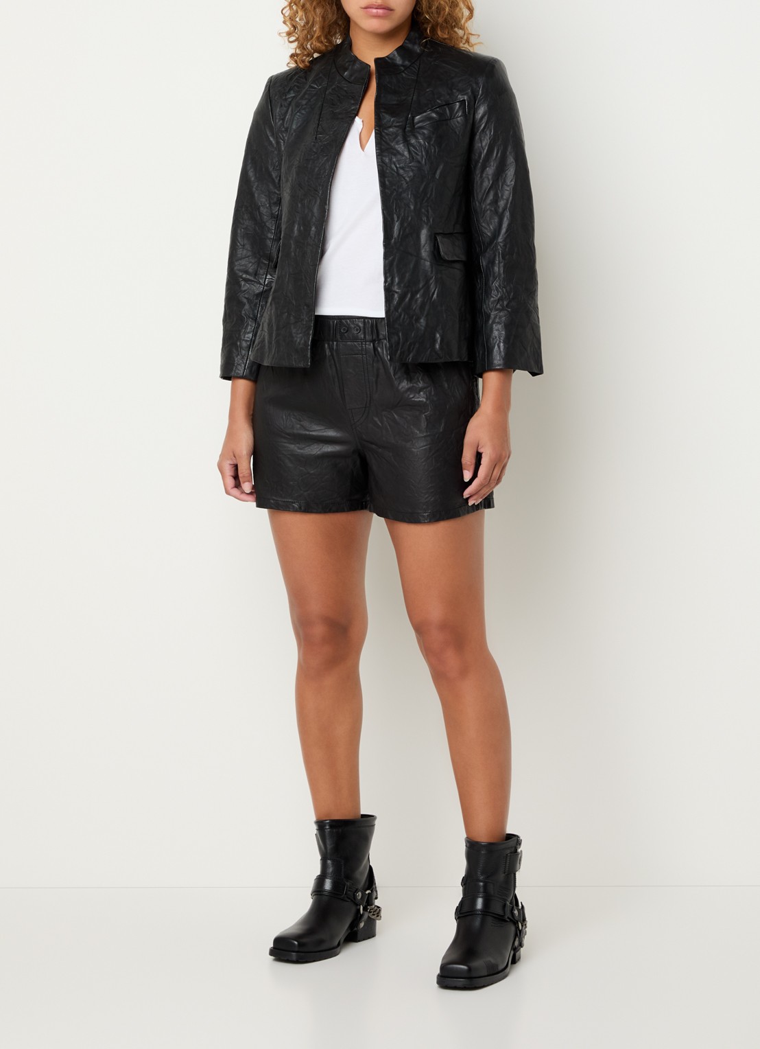 Zadig&Voltaire Veryn jack van lamsleer - voorkant 2 zwart