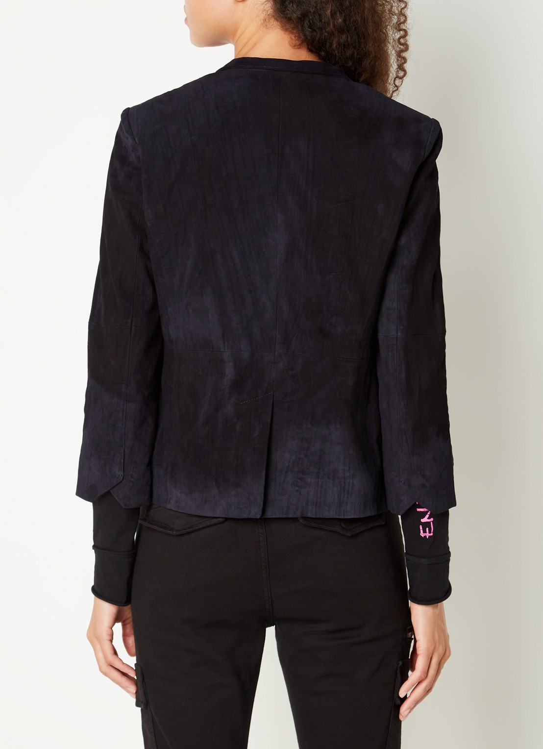 Zadig&Voltaire Verys blazer van geitensuéde met klepzakken - achterkant blauw