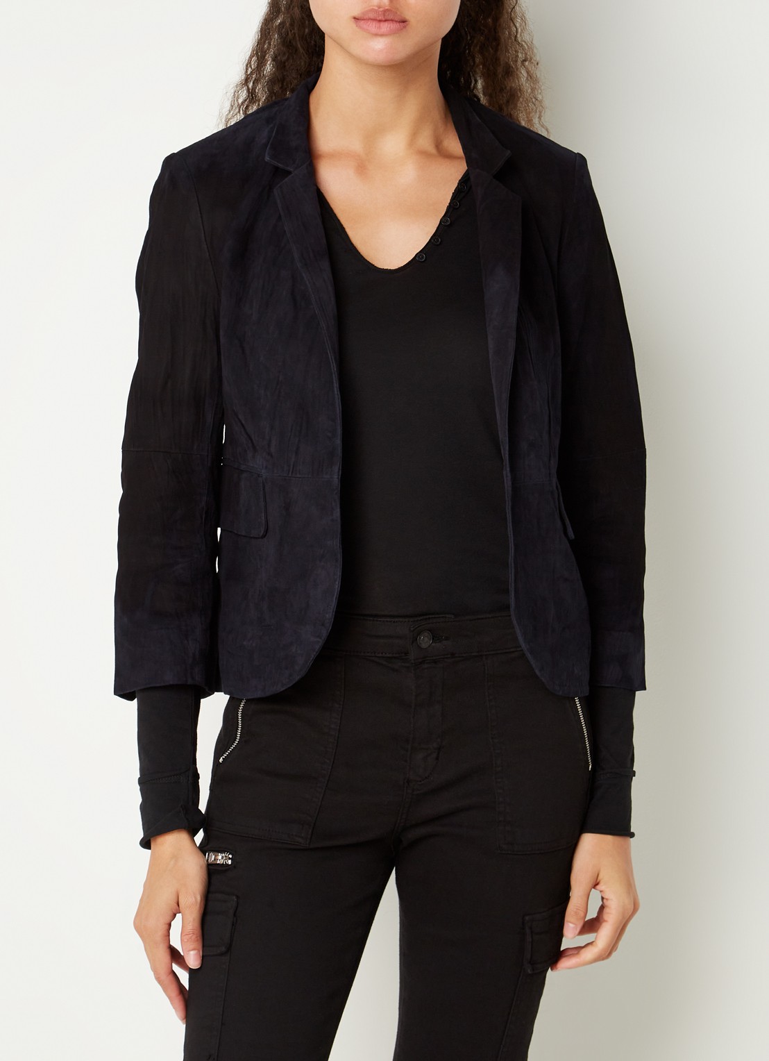 Zadig&Voltaire Verys blazer van geitensuéde met klepzakken - detail 2 blauw