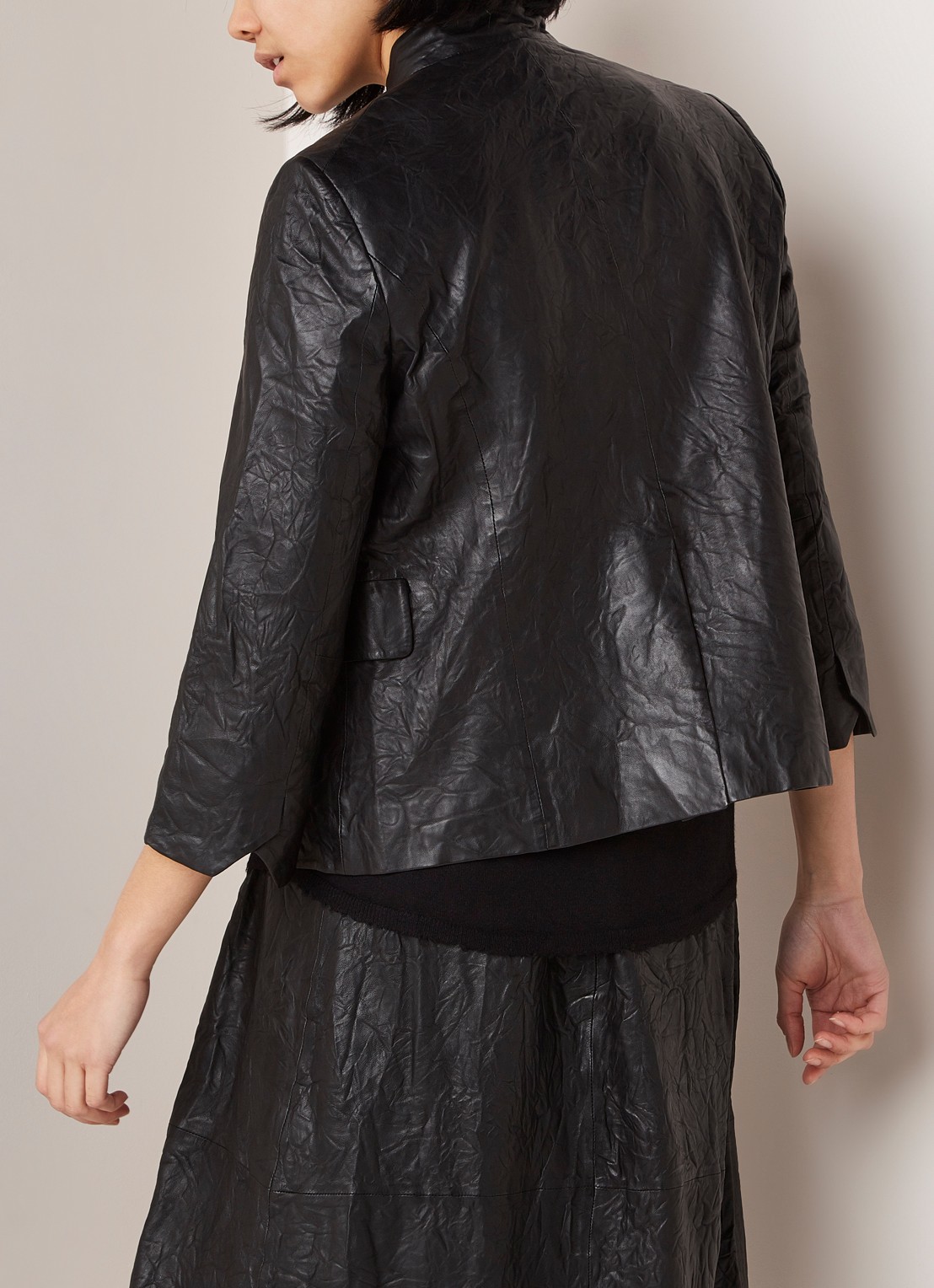 Zadig&Voltaire Verys blazer van lamsleer met kreukeffect - achterkant 2 zwart