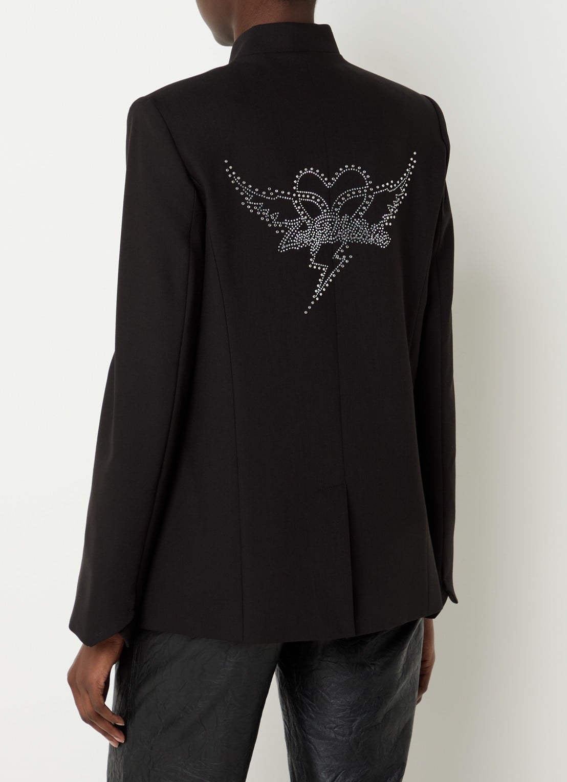 Zadig&Voltaire Verysa blazer met strass en asymmetrische hals - achterkant zwart