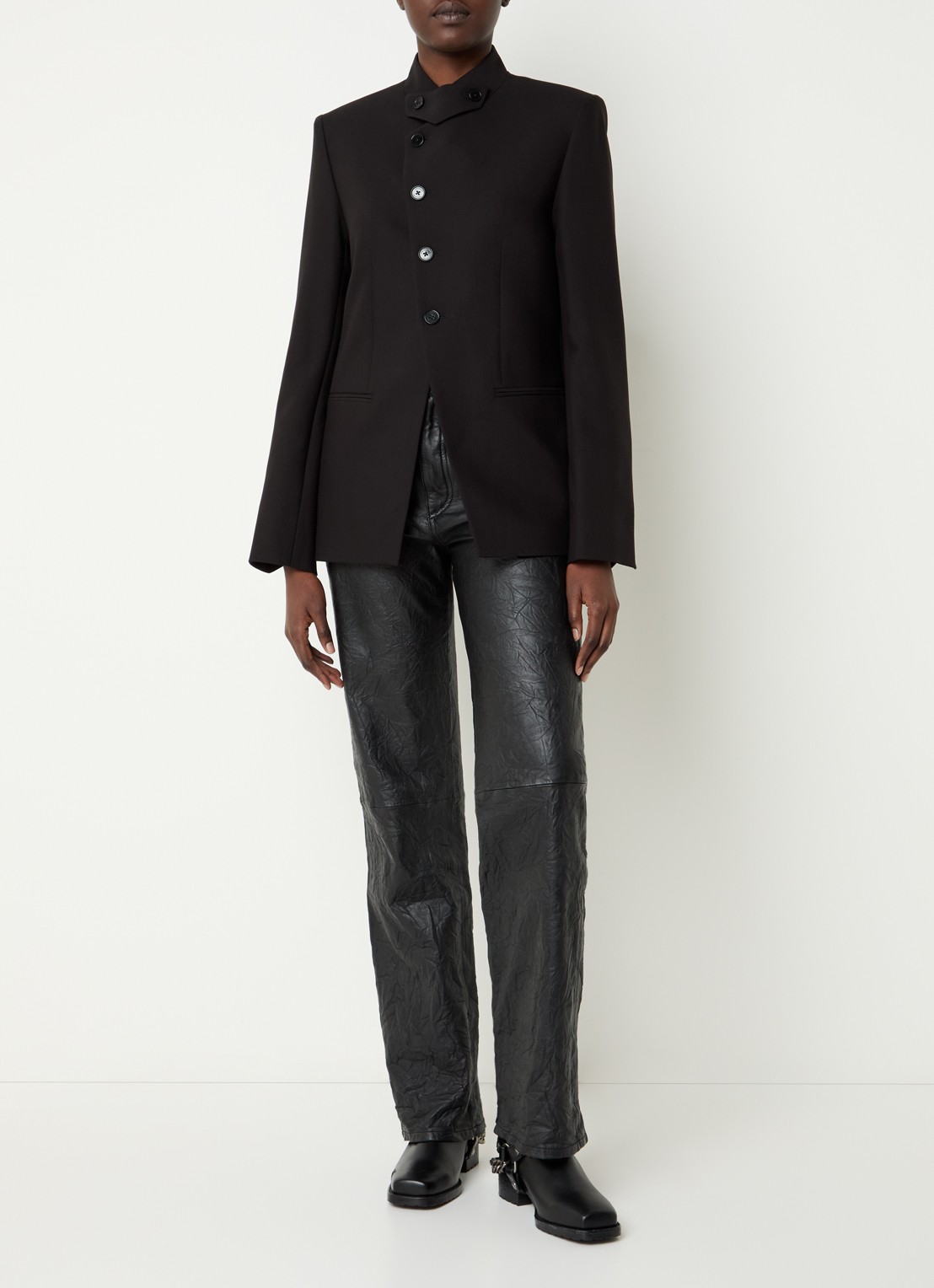 Zadig&Voltaire Verysa blazer met strass en asymmetrische hals - voorkant 3 zwart
