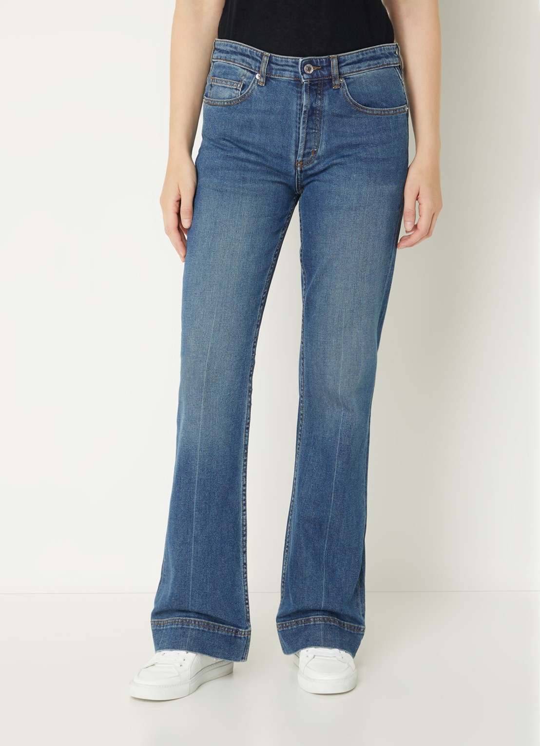 Zadig&Voltaire Vincente high waist flared jeans met donkere wassing - detail indigo