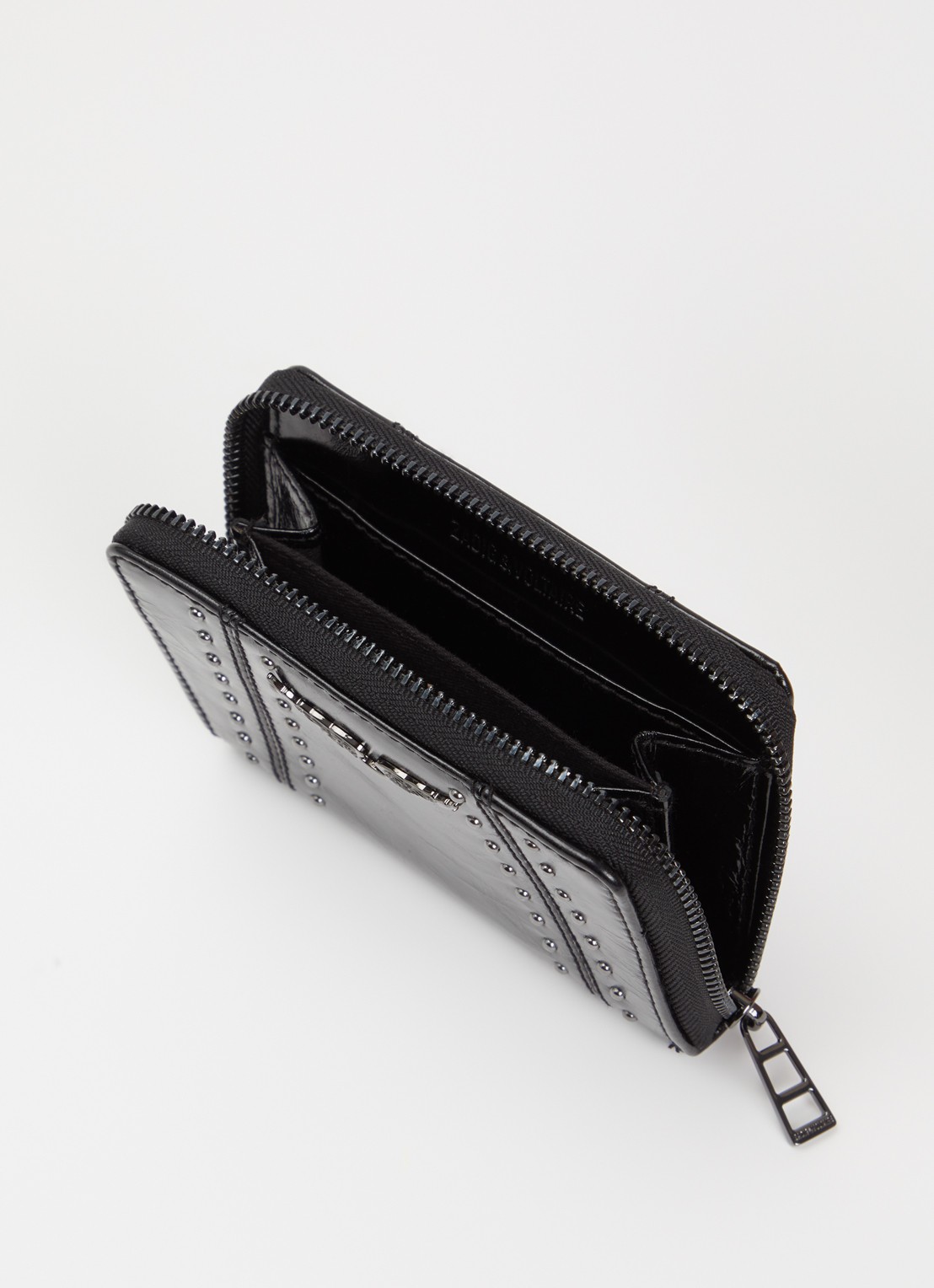 Zadig&Voltaire Vintage Mini portemonnee van leer met studs - voorkant 3 zwart