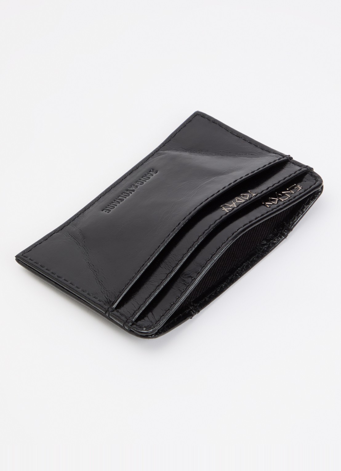 Zadig&Voltaire Vintage pasjeshouder van leer met studs - voorkant 2 zwart