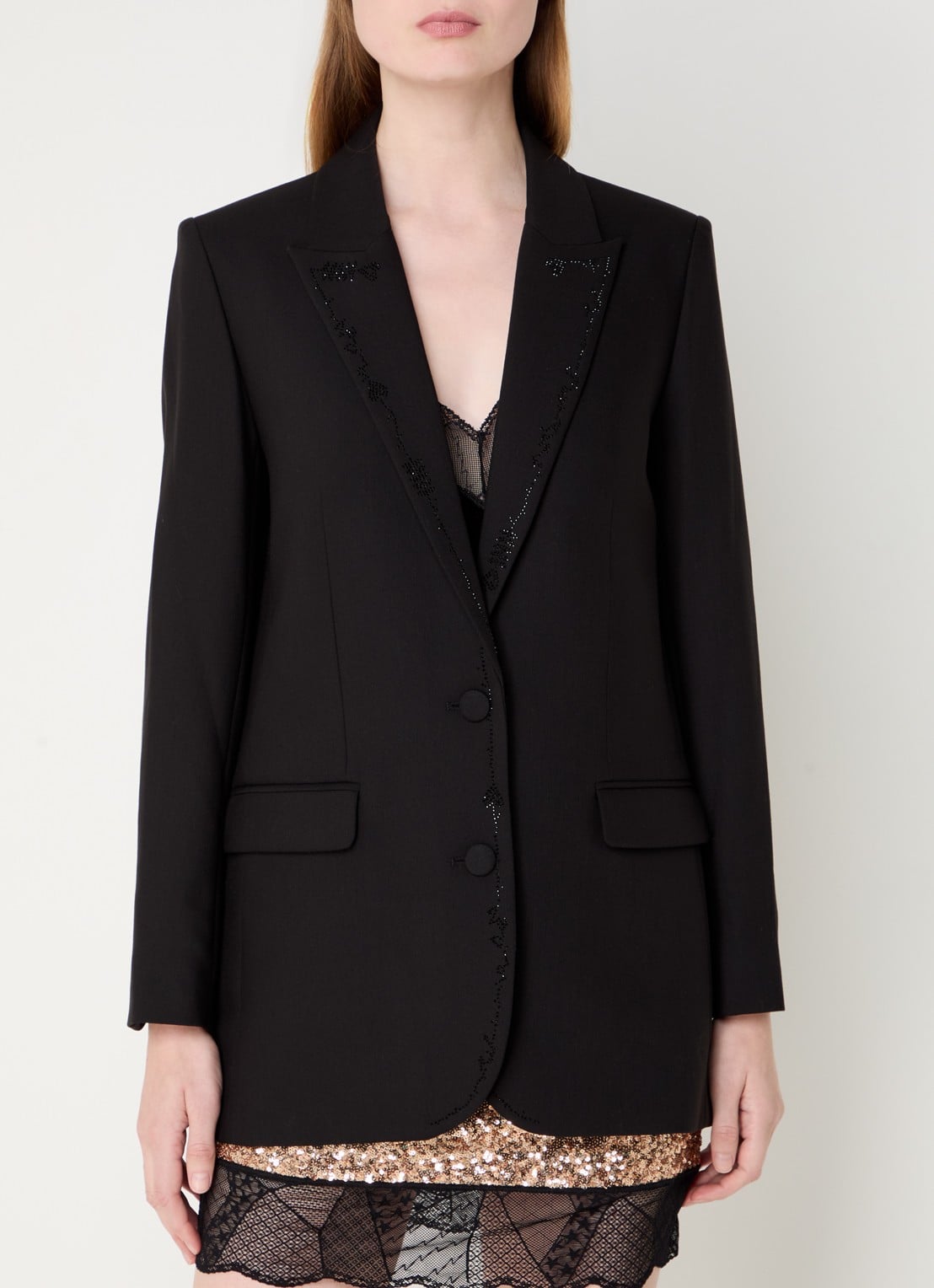 Zadig&Voltaire Viva blazer met klepzakken en strass - detail 4 zwart