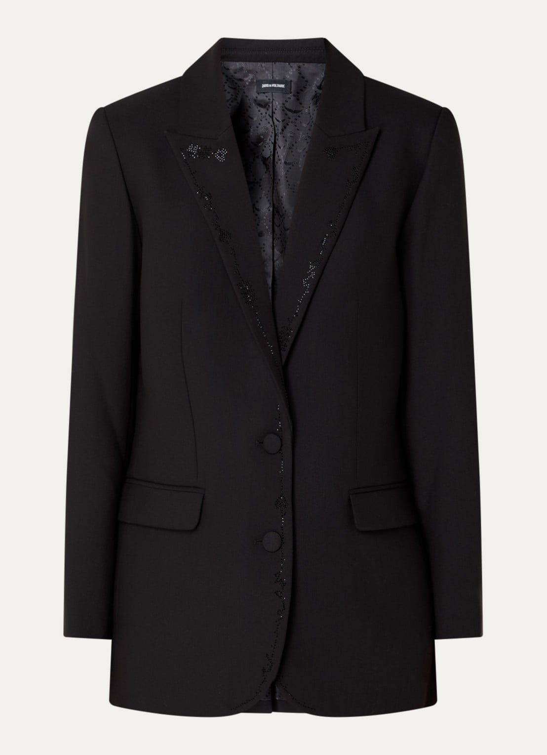 Zadig&Voltaire Viva blazer met klepzakken en strass - voorkant 2 zwart