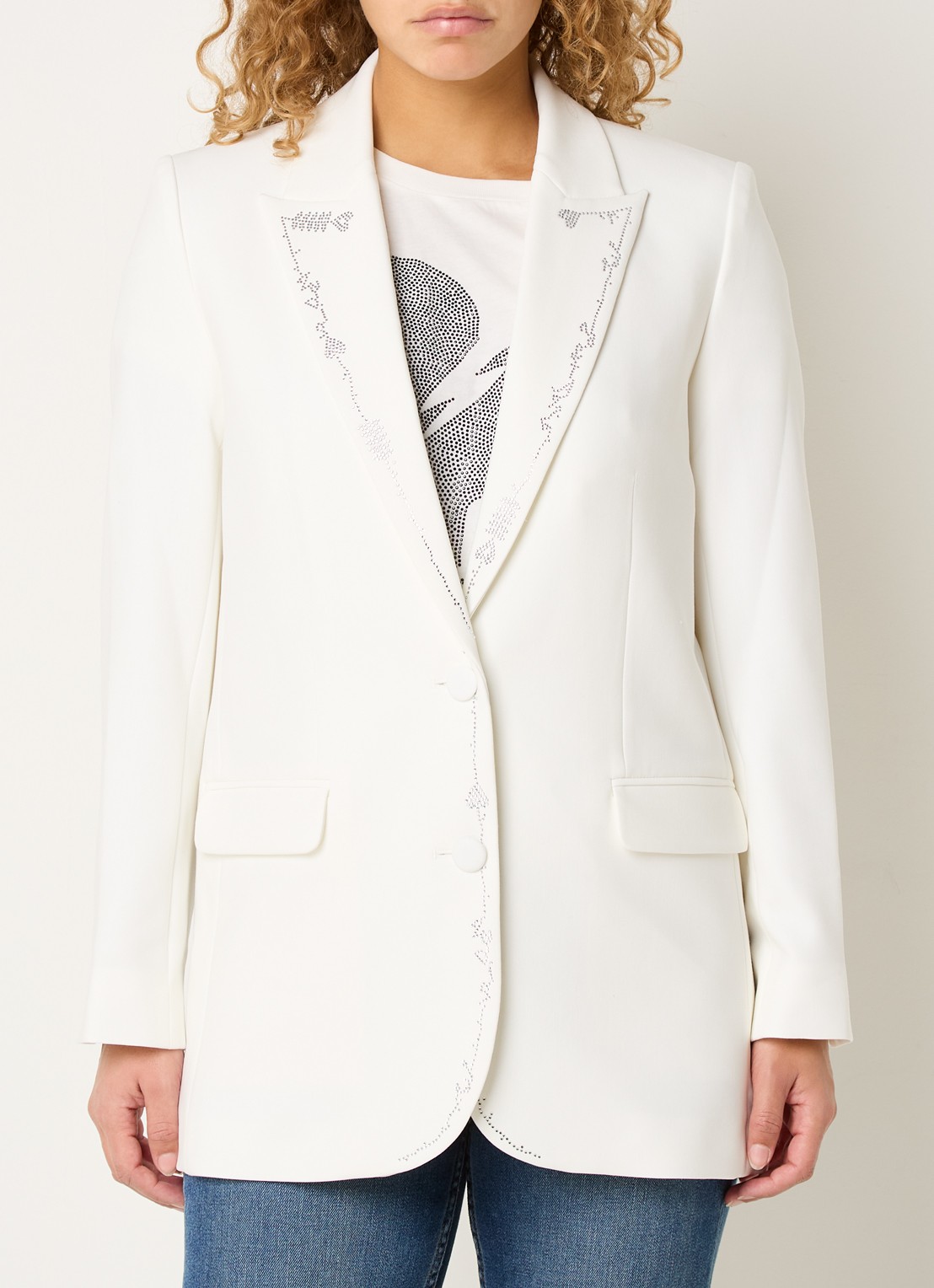 Zadig&Voltaire Viva blazer met klepzakken en strass - detail beige