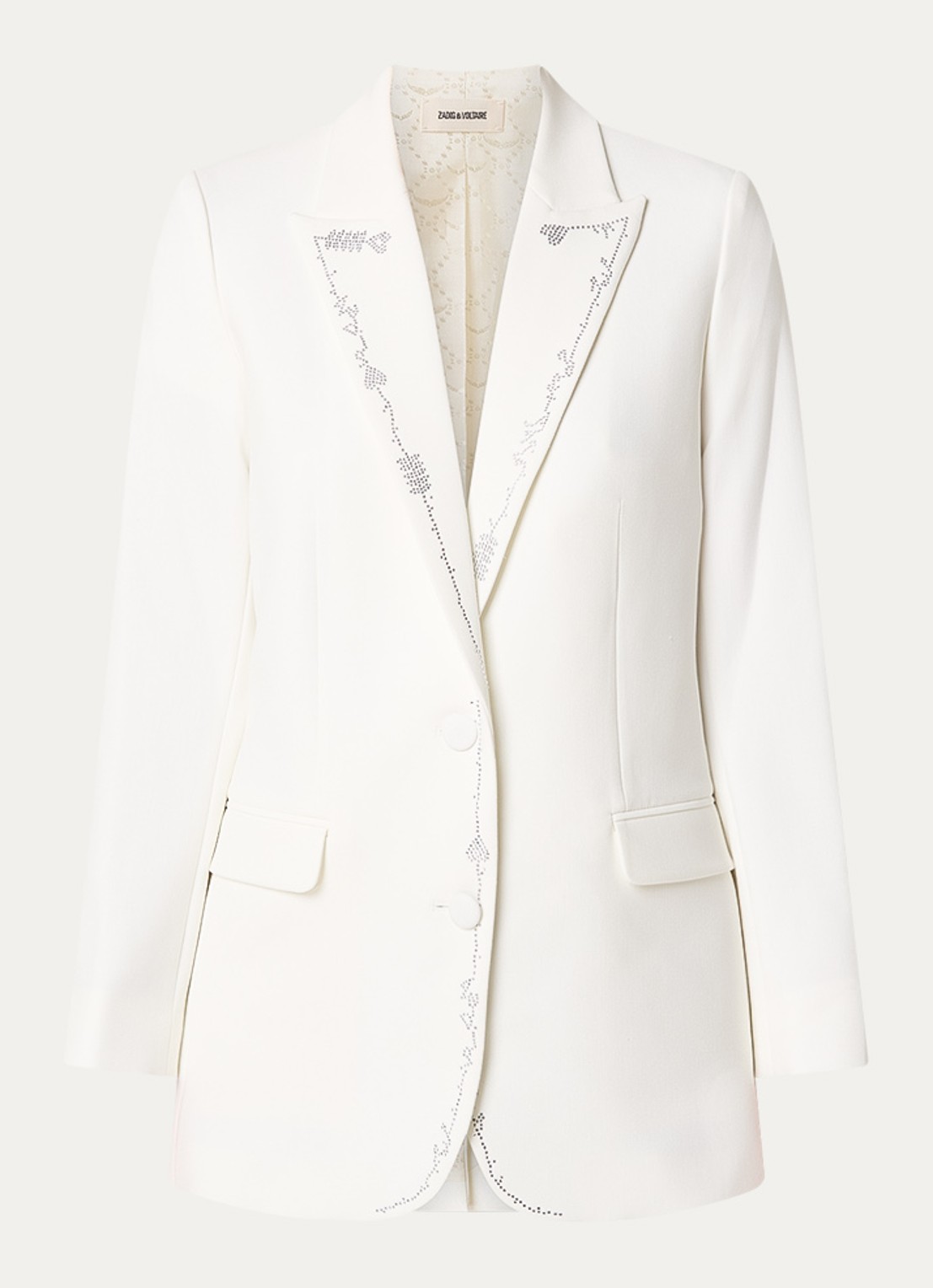Zadig&Voltaire Viva blazer met klepzakken en strass - voorkant 3 beige