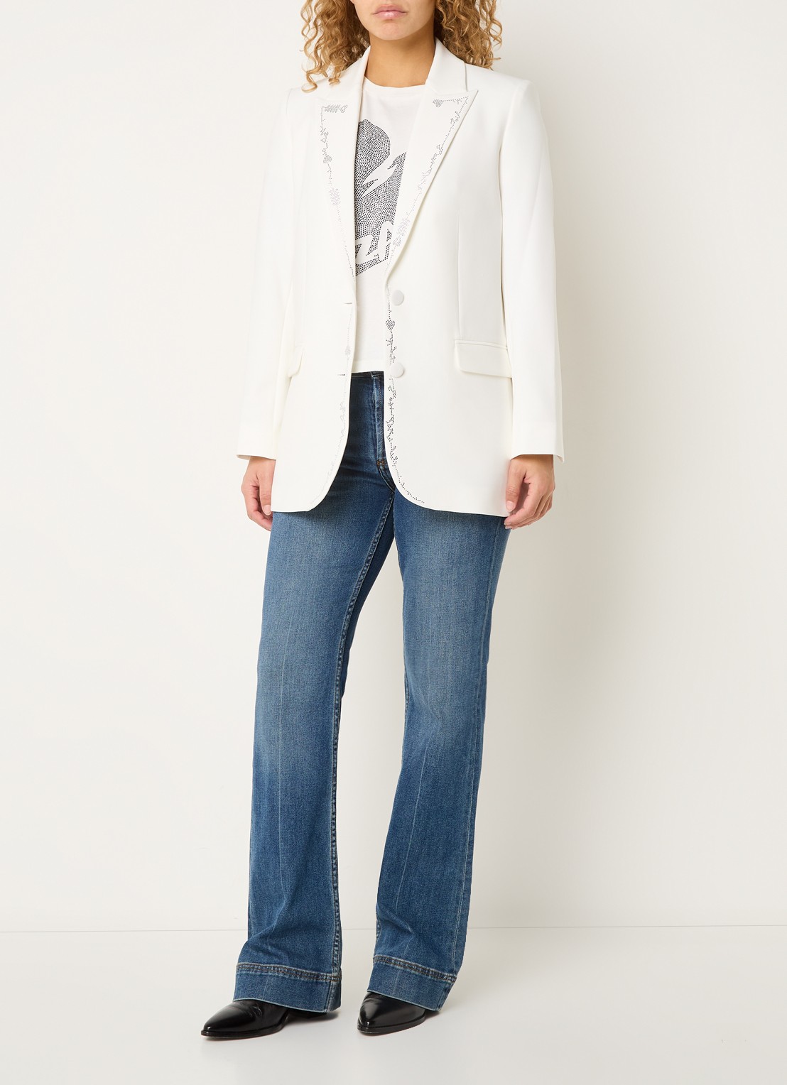 Zadig&Voltaire Viva blazer met klepzakken en strass - voorkant 4 beige