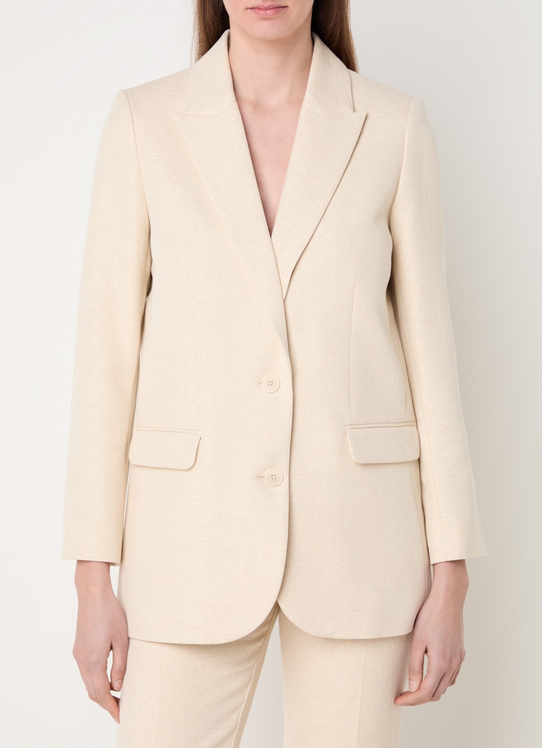 Zadig&Voltaire Viva single-breasted blazer met schoudervulling en lurex - detail 4 vanillegeel