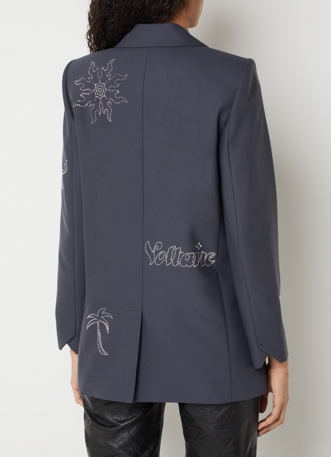 Zadig&Voltaire Vival blazer met strass en klepzakken - achterkant 3 antraciet