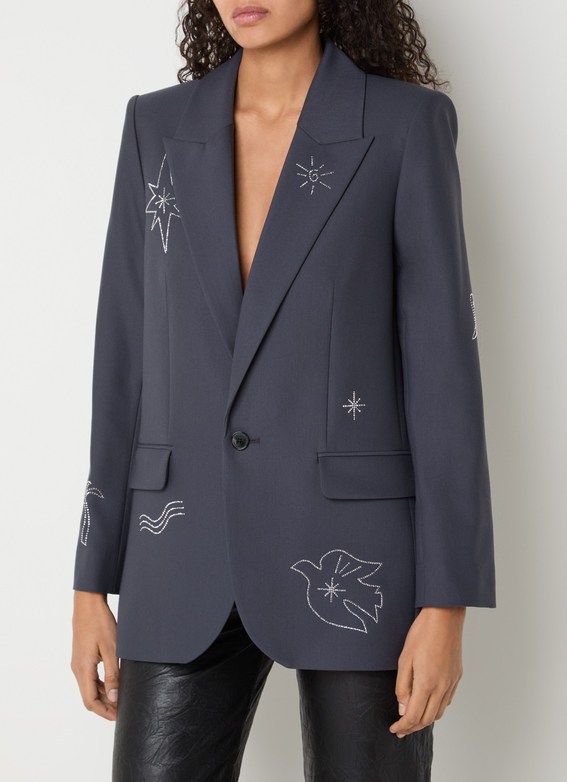 Zadig&Voltaire Vival blazer met strass en klepzakken - detail 4 antraciet