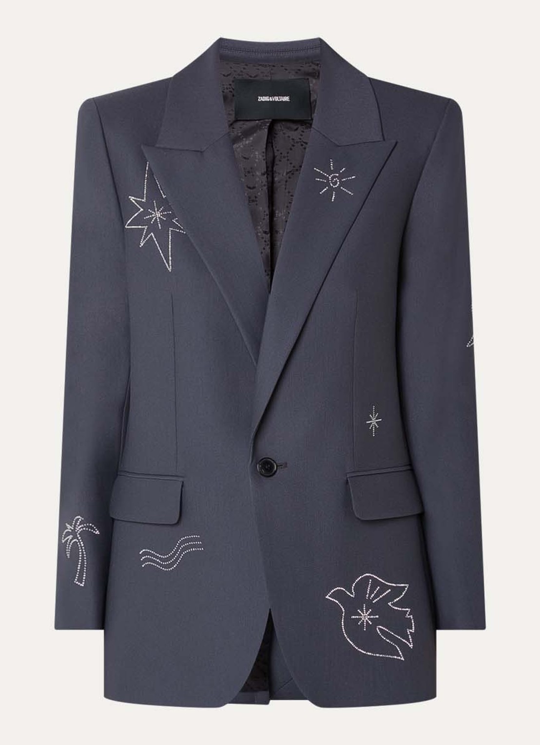 Zadig&Voltaire Vival blazer met strass en klepzakken - voorkant antraciet