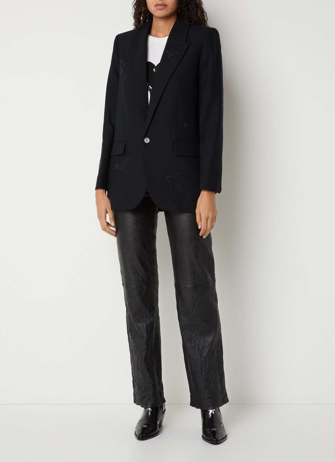 Zadig&Voltaire Vival blazer met strass en klepzakken - voorkant 2 donkerblauw