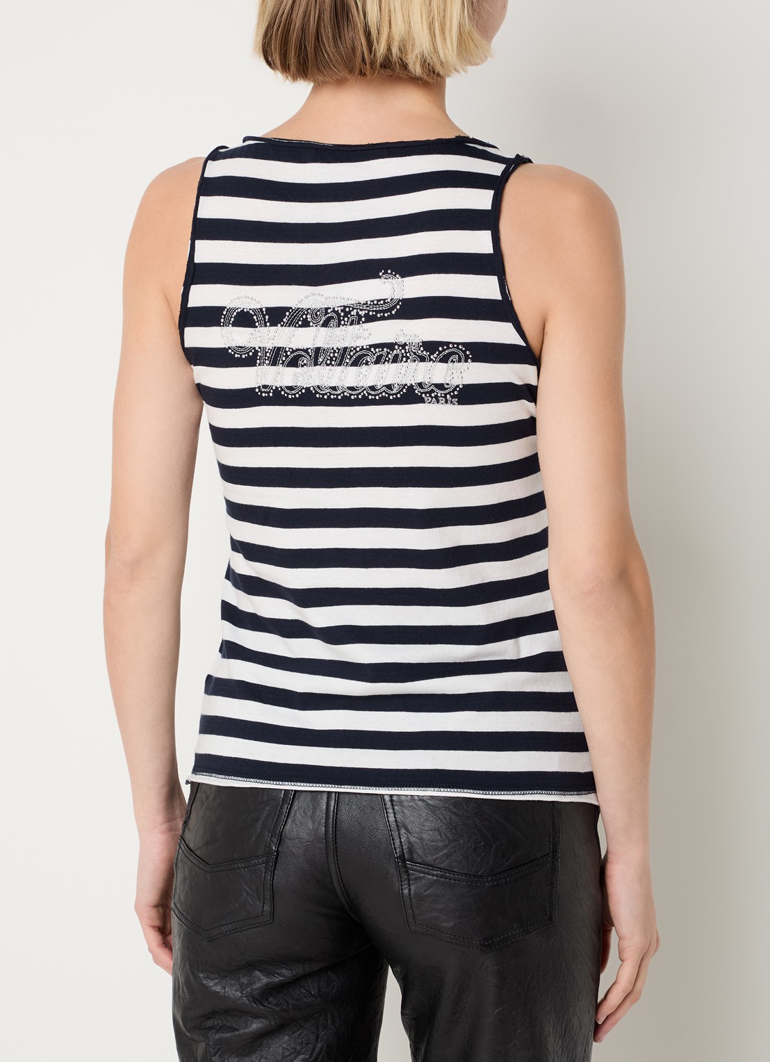 Zadig&Voltaire Voltaire tanktop met streepprint - achterkant donkerblauw