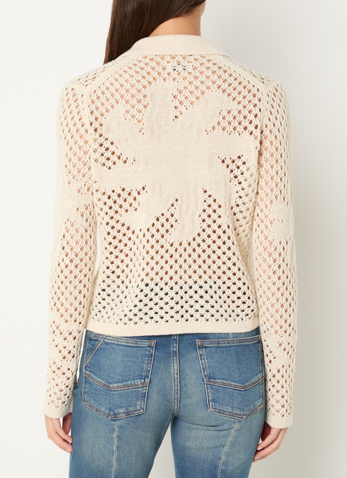 Zadig&Voltaire Voltyz blouse met opengewerkt dessin - achterkant 4 beige
