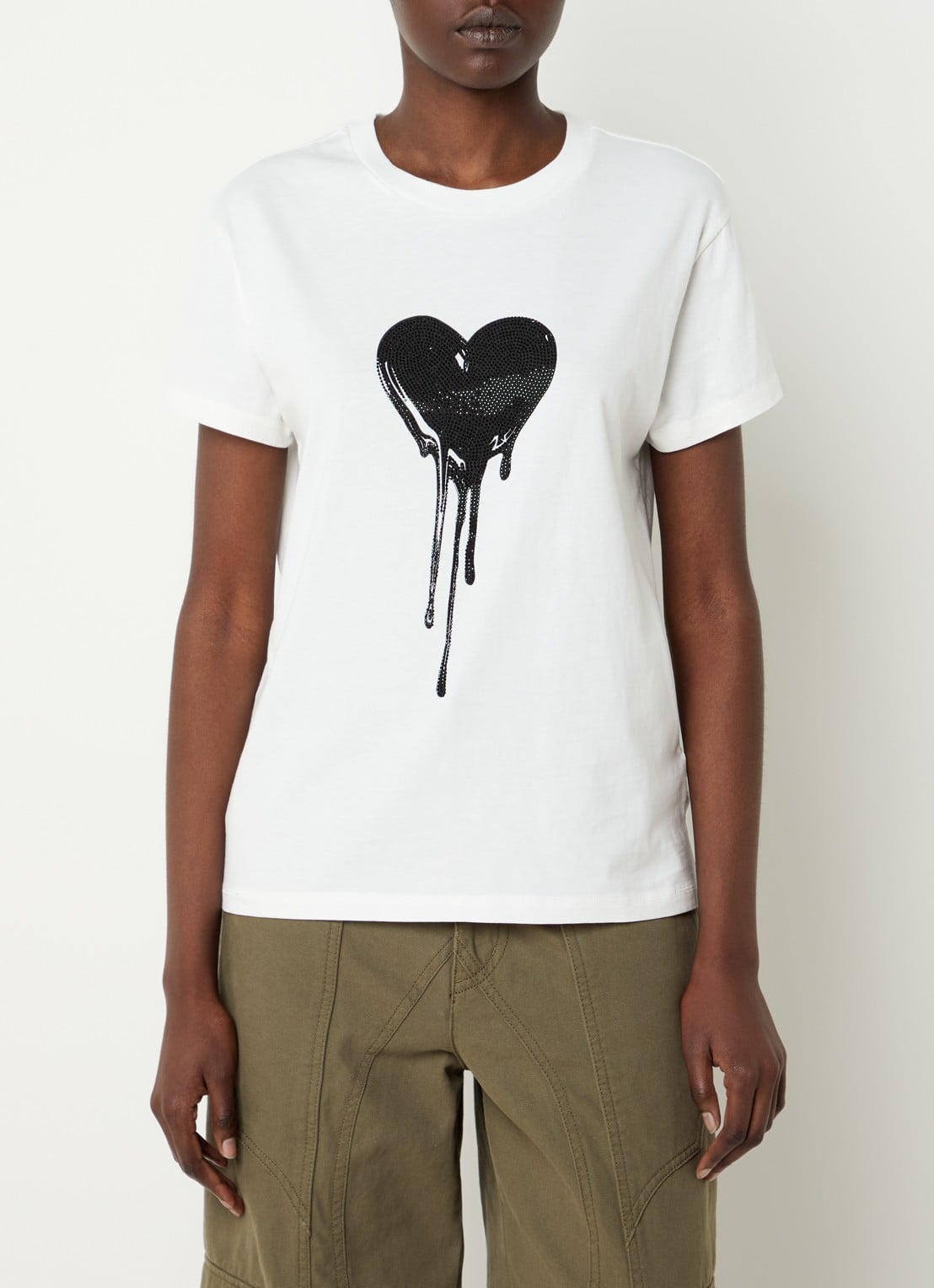 Zadig&Voltaire Walk HC T-shirt met strass - detail 4 wit