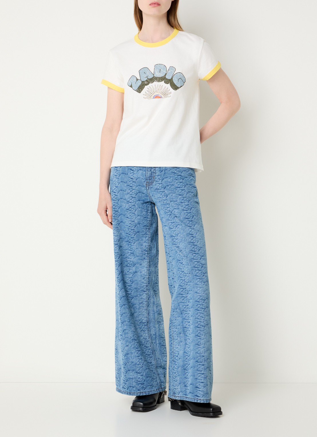 Zadig&Voltaire Walk T-shirt met logo  - voorkant 2 geel