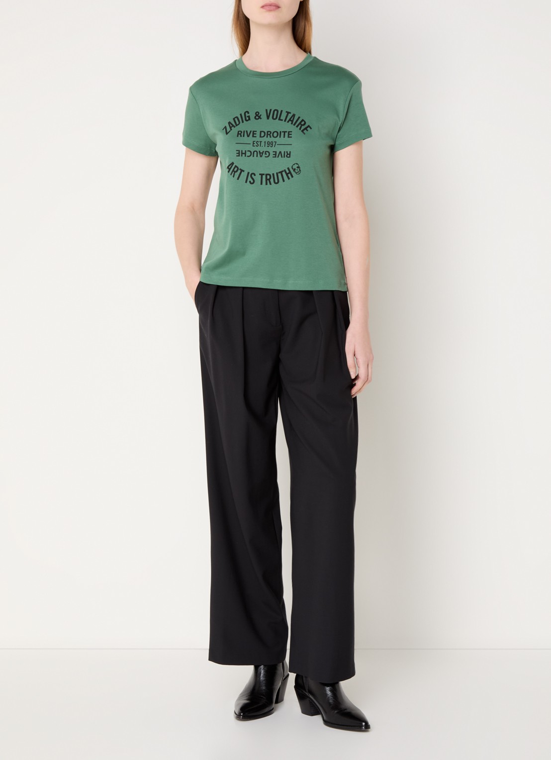 Zadig&Voltaire Walk T-shirt met logoprint - voorkant 3 donkergroen