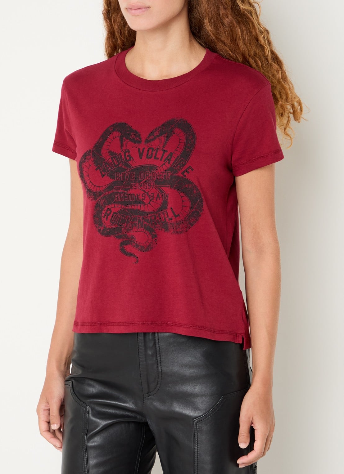 Zadig&Voltaire Walk T-shirt met print en strass - detail 3 rood