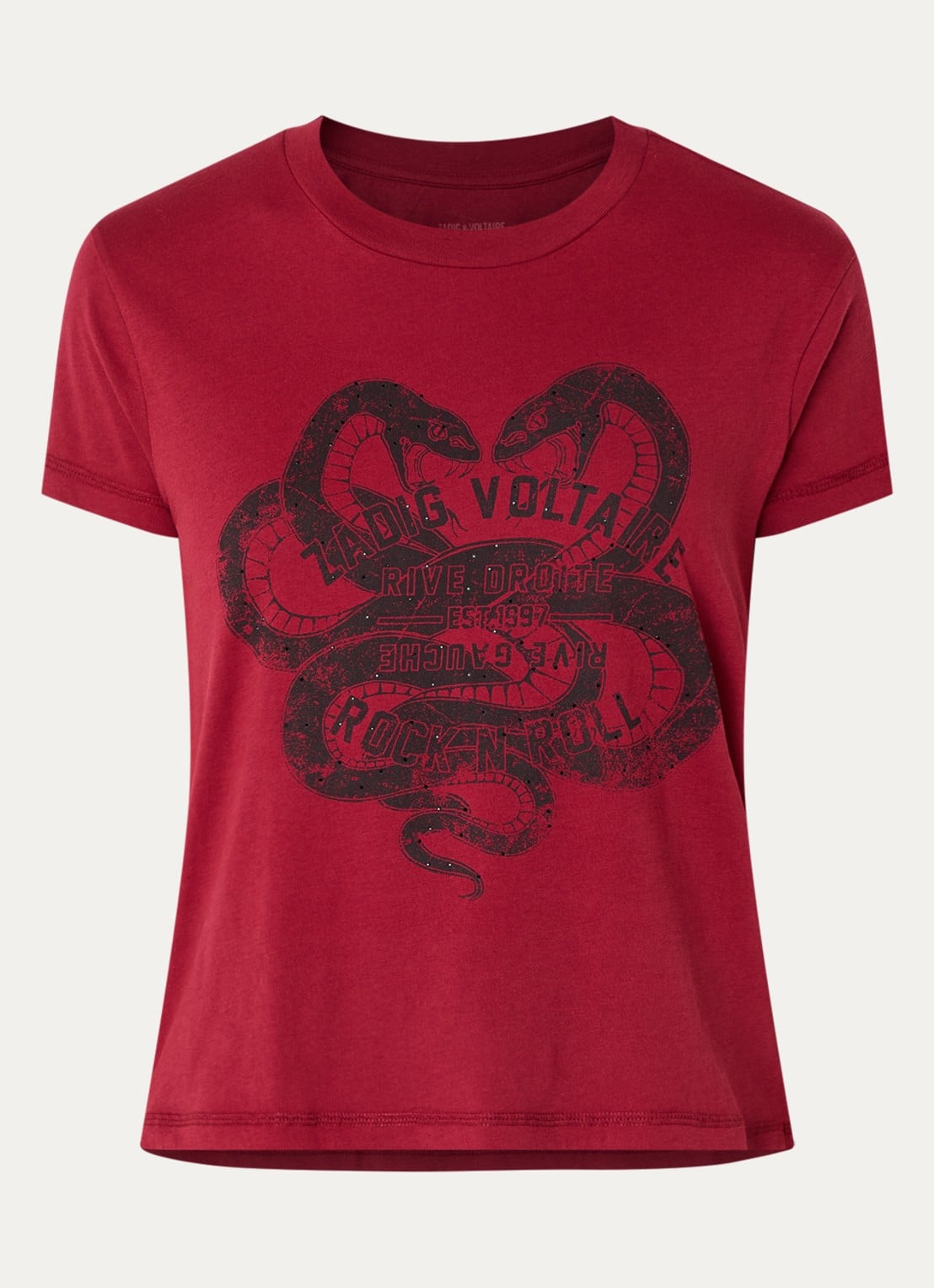 Zadig&Voltaire Walk T-shirt met print en strass - voorkant rood