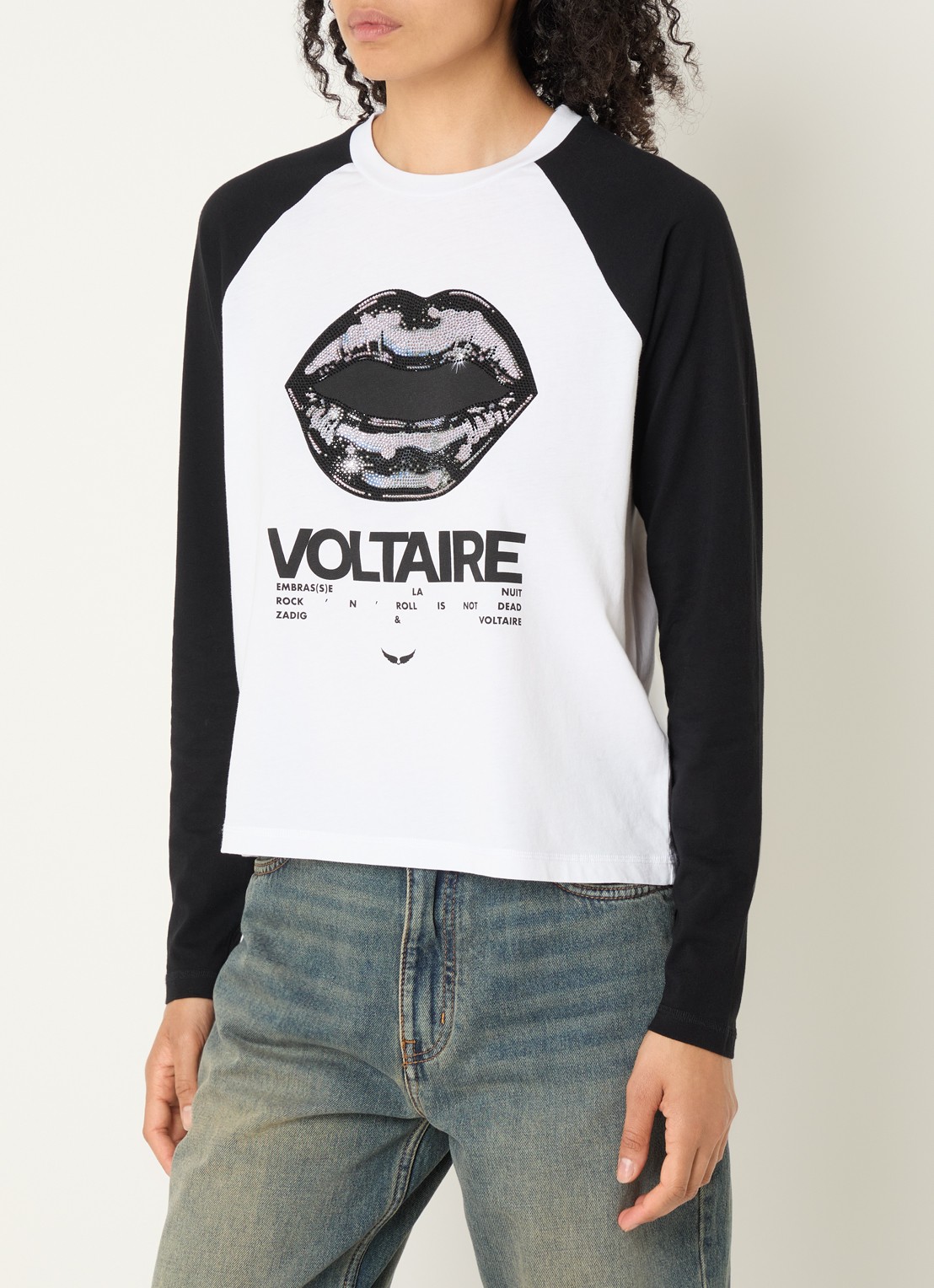 Zadig&Voltaire Walkra longsleeve met logoprint - detail wit