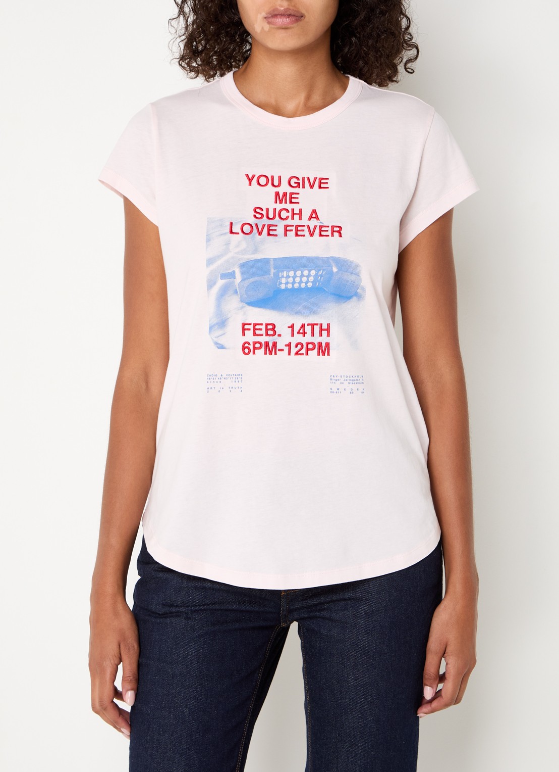 Zadig&Voltaire Woop T-shirt met print - detail lichtroze